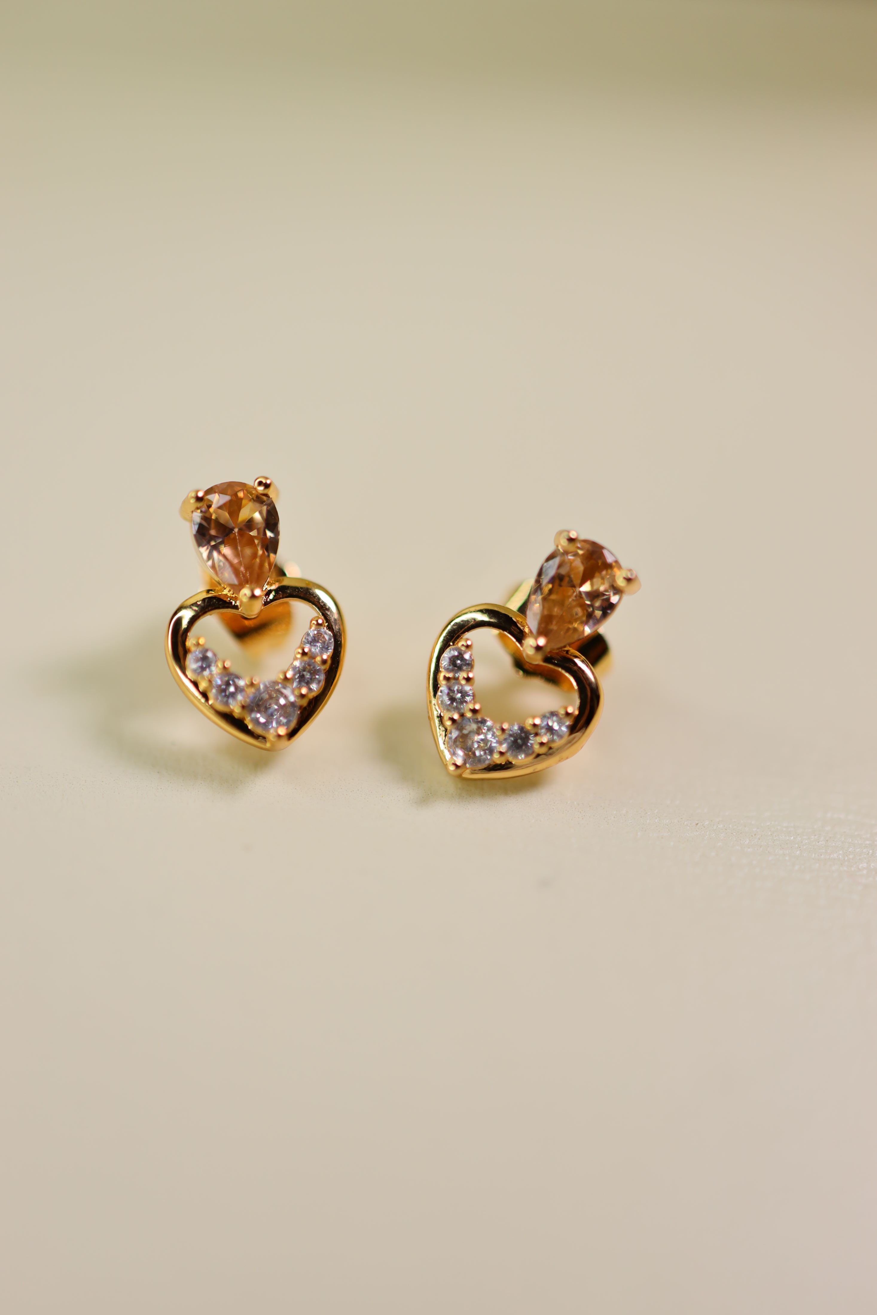 Eternal Sparkle Heart Stud Earrings